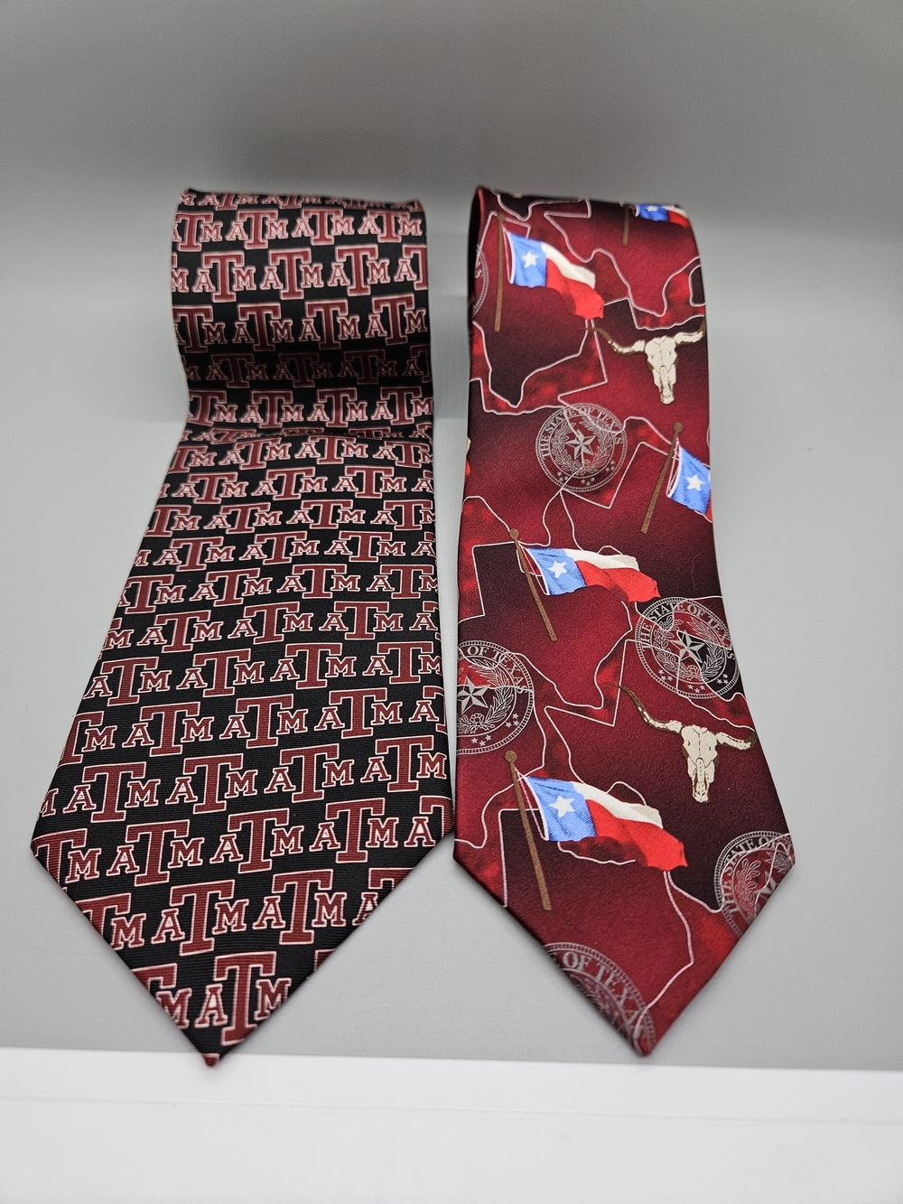 Lot of 2 Texas Neckties: Texas A&M Aggies Ralph Marlin Silk + NWT Privado State